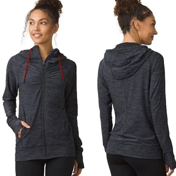 prAna Women's Charcoal Camelia Zip Hoodie Ruched Gray Space Dye size medium - Picture 1 of 8